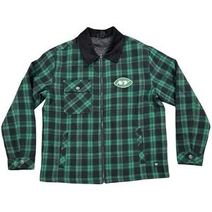 The Wild Collective New York Jets Plaid Jacket Women's Medium Green